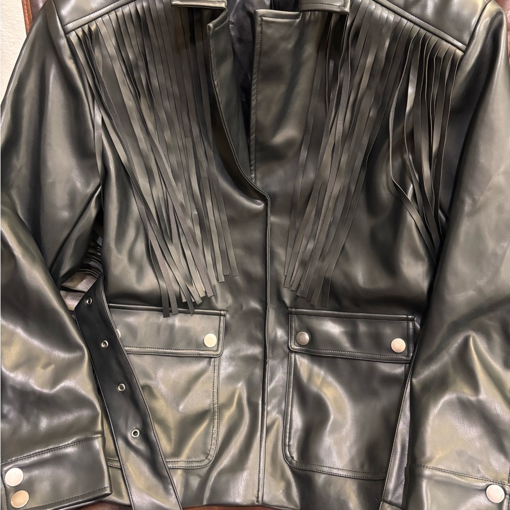 Nasty Gal Black Fringe Leather Jacket